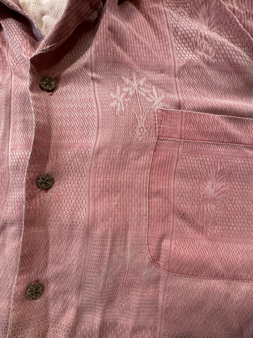 Tommy Bahama Silk Shirt Mens 2XL Pink Palm Tree Pineapple Button Up Tropical - Picture 9 of 13